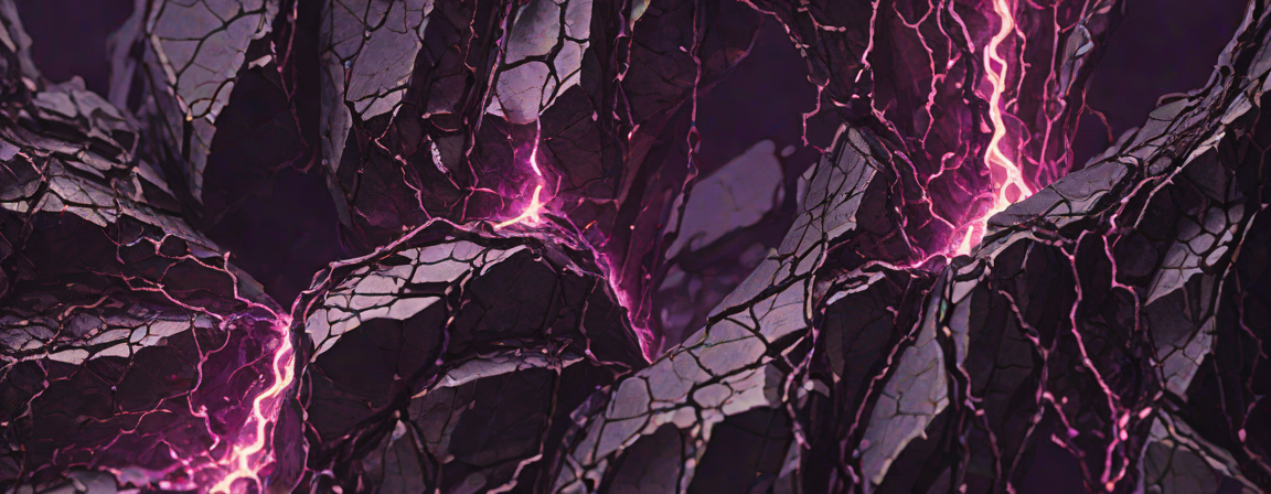 Grietas de luz violeta que no calienta atravesando la piedra